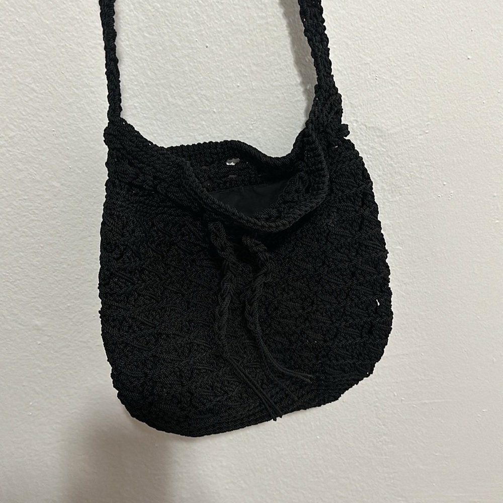Crochet Black Crossbody Bag - Picture 2 of 5
